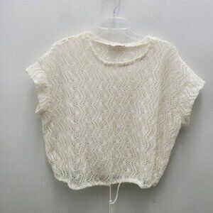 Knit Crochet Top Drawstring Hem Eyelet Sweater Boho Mesh  Size M